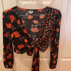 Garage Cross Tie Long-Sleeve Crop Top